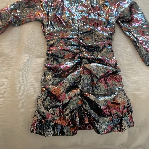 Ramy Brook Auerbach Dolman Long Sleeve V-Neck Multicolor Sequin Mini Dress - Picture 9 of 10